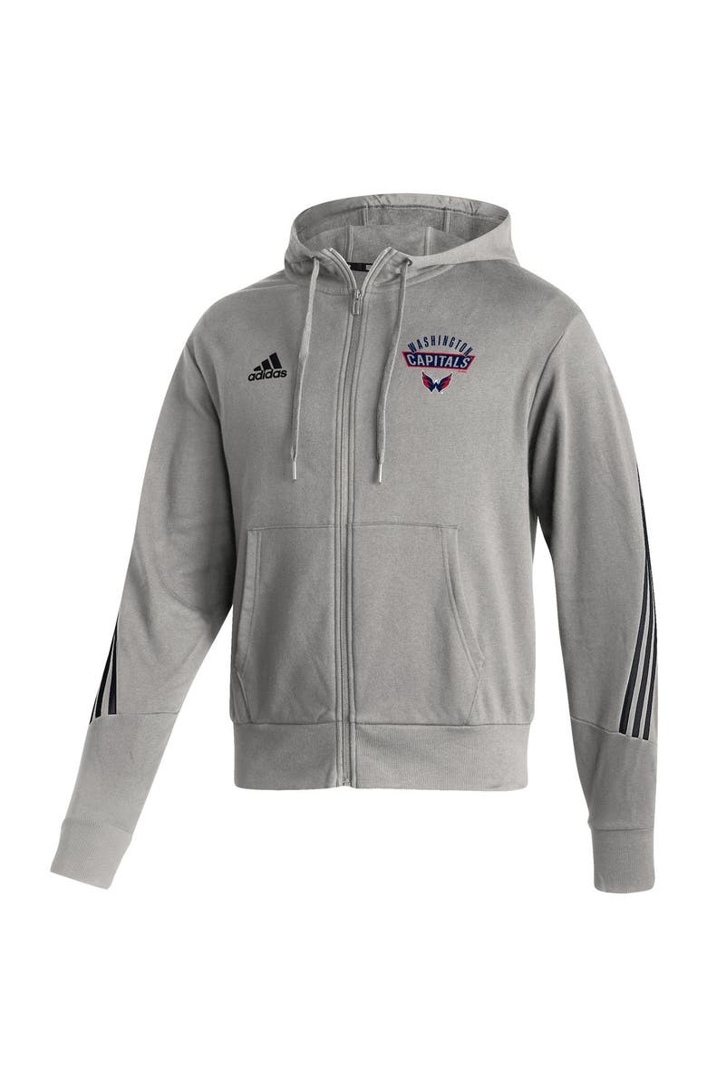 adidas Men's adidas Heathered Gray Washington Capitals Fashion Full-Zip Hoodie, Alternate, color,
