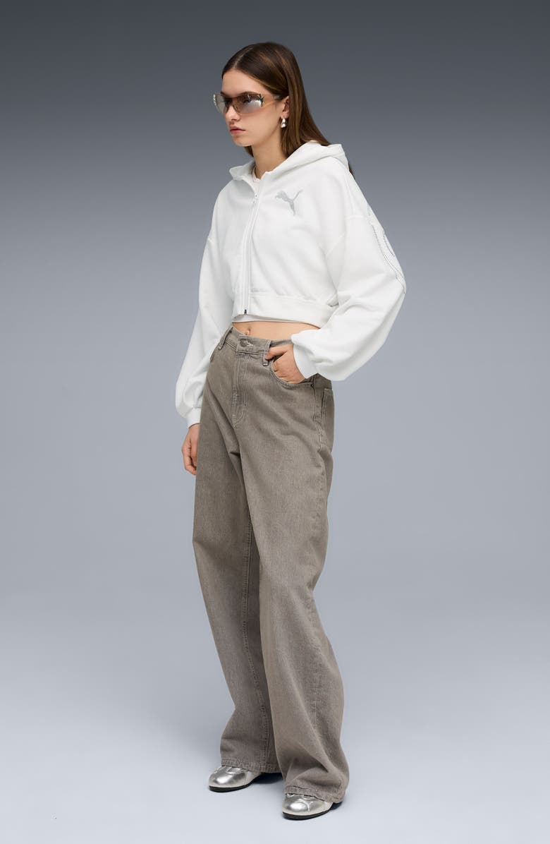 PUMA Essentials Bedazzled Rhinestone Embellished Cropped Graphic Hoodie, Alternate, color, 