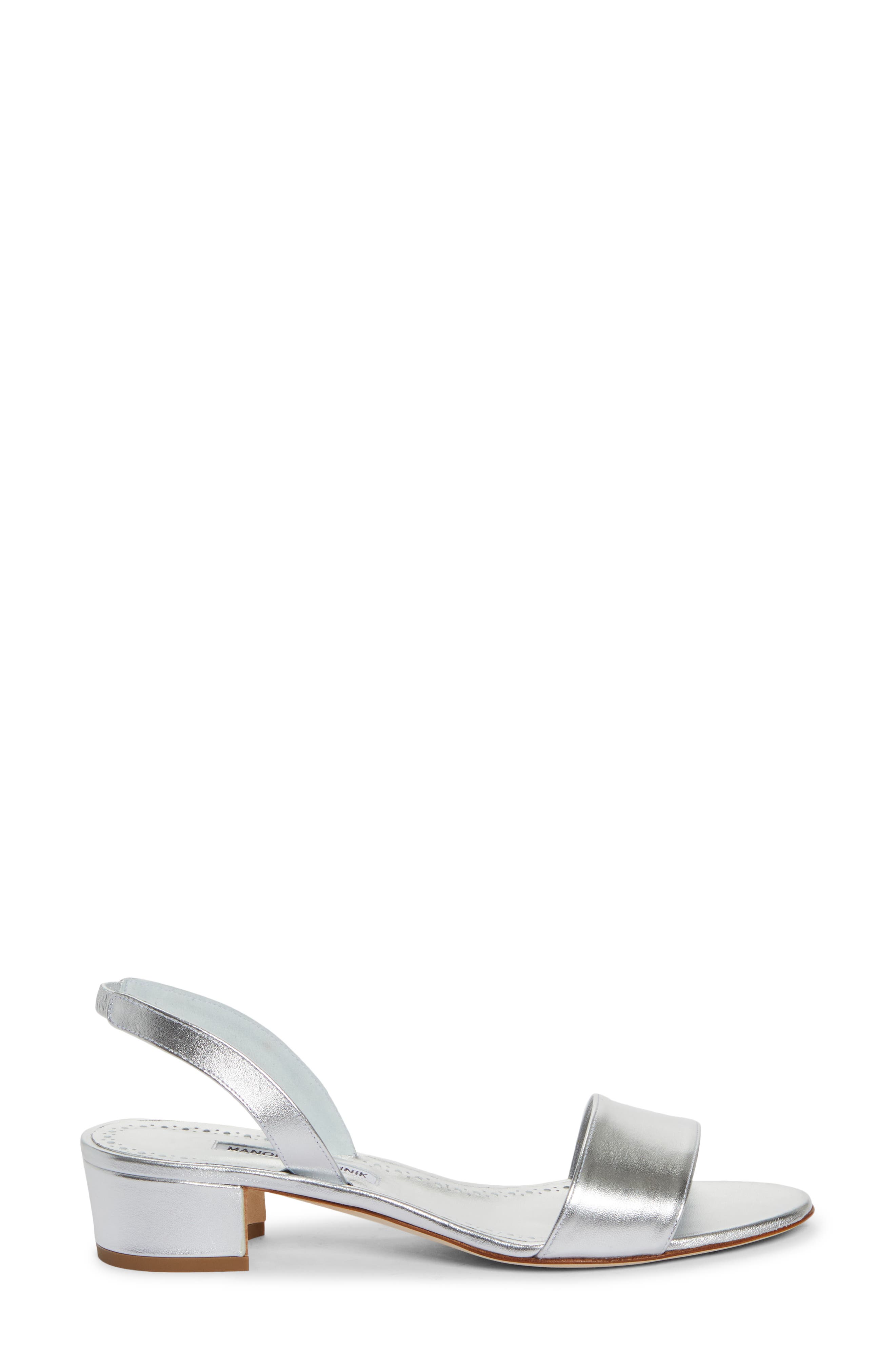 Manolo Blahnik Patopia Slingback Sandal, Alternate, color, Silver