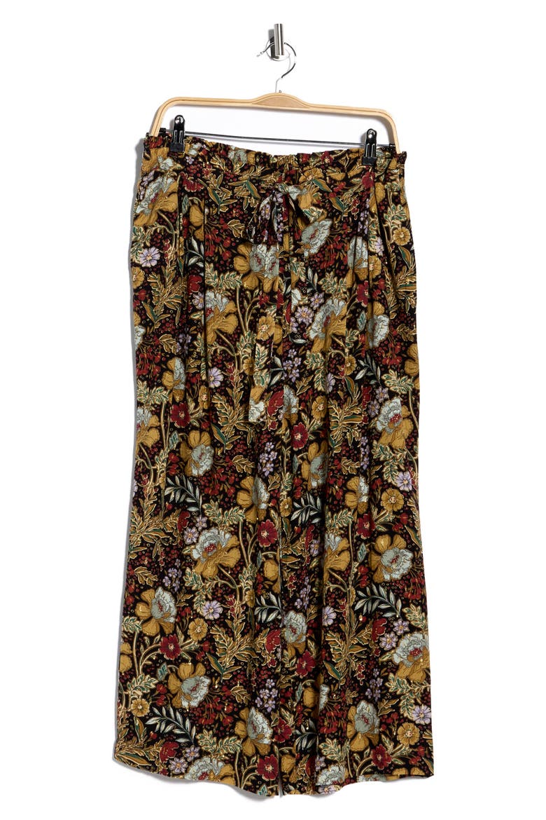 Print Crop Pull-On Pants, Alternate, color, BLACK