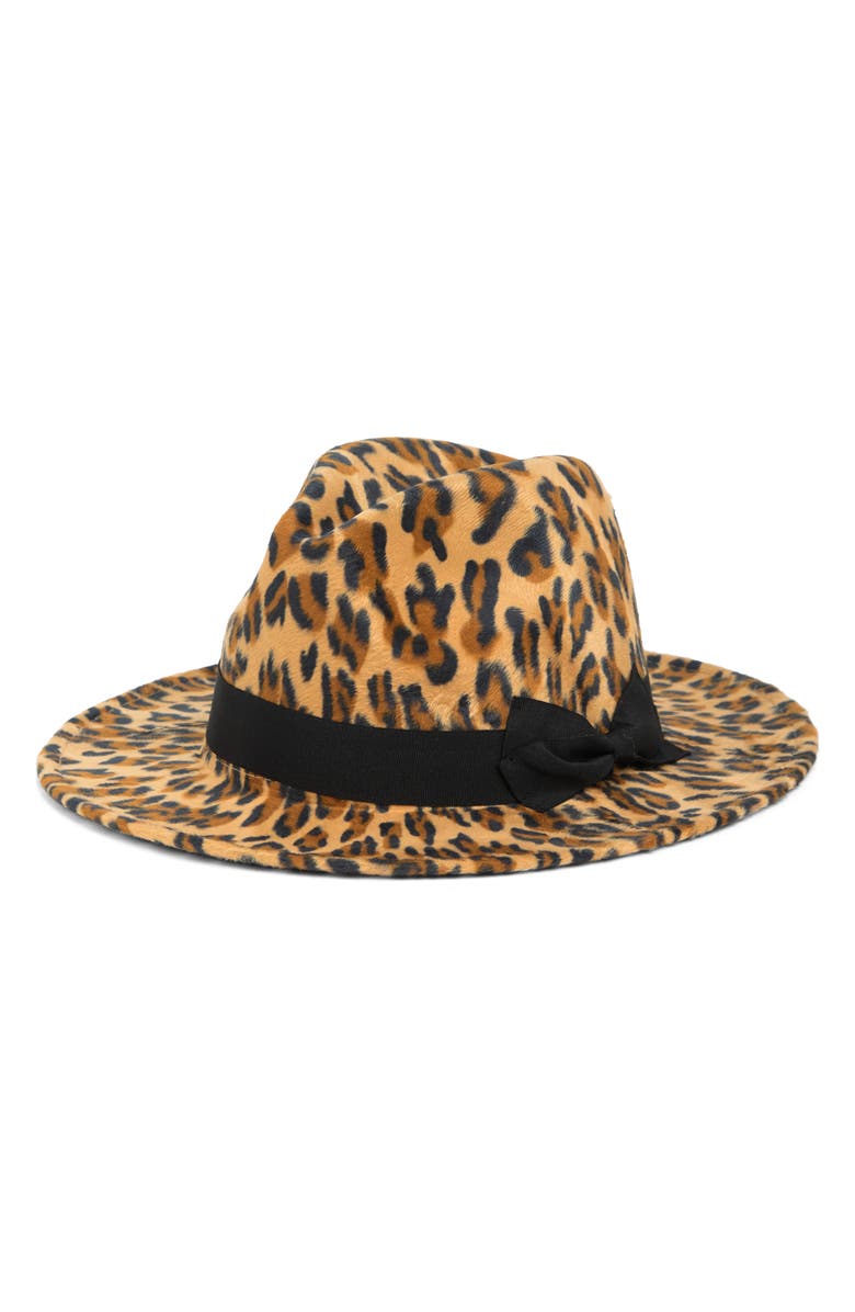 San Diego Hat Felt Leopard Print Fedora, Main, color, 