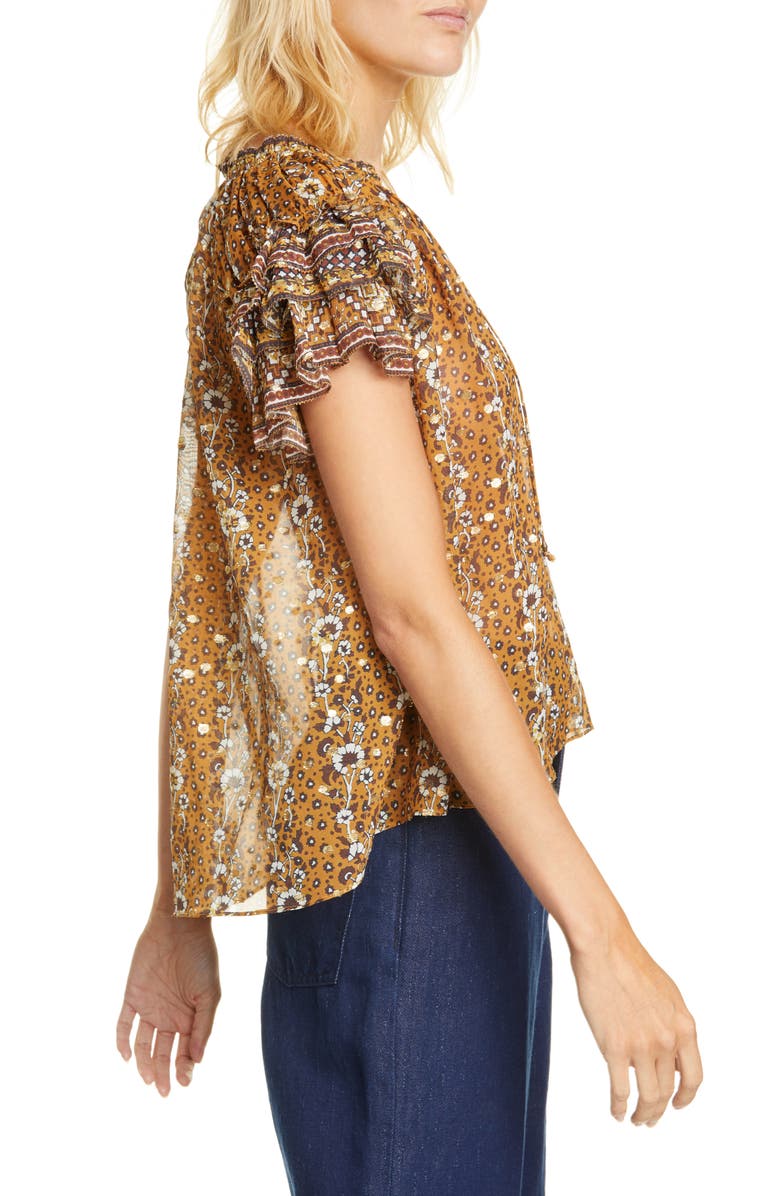 Ulla Johnson Kosta Jacquard Dot Silk Blouse, Alternate, color, 