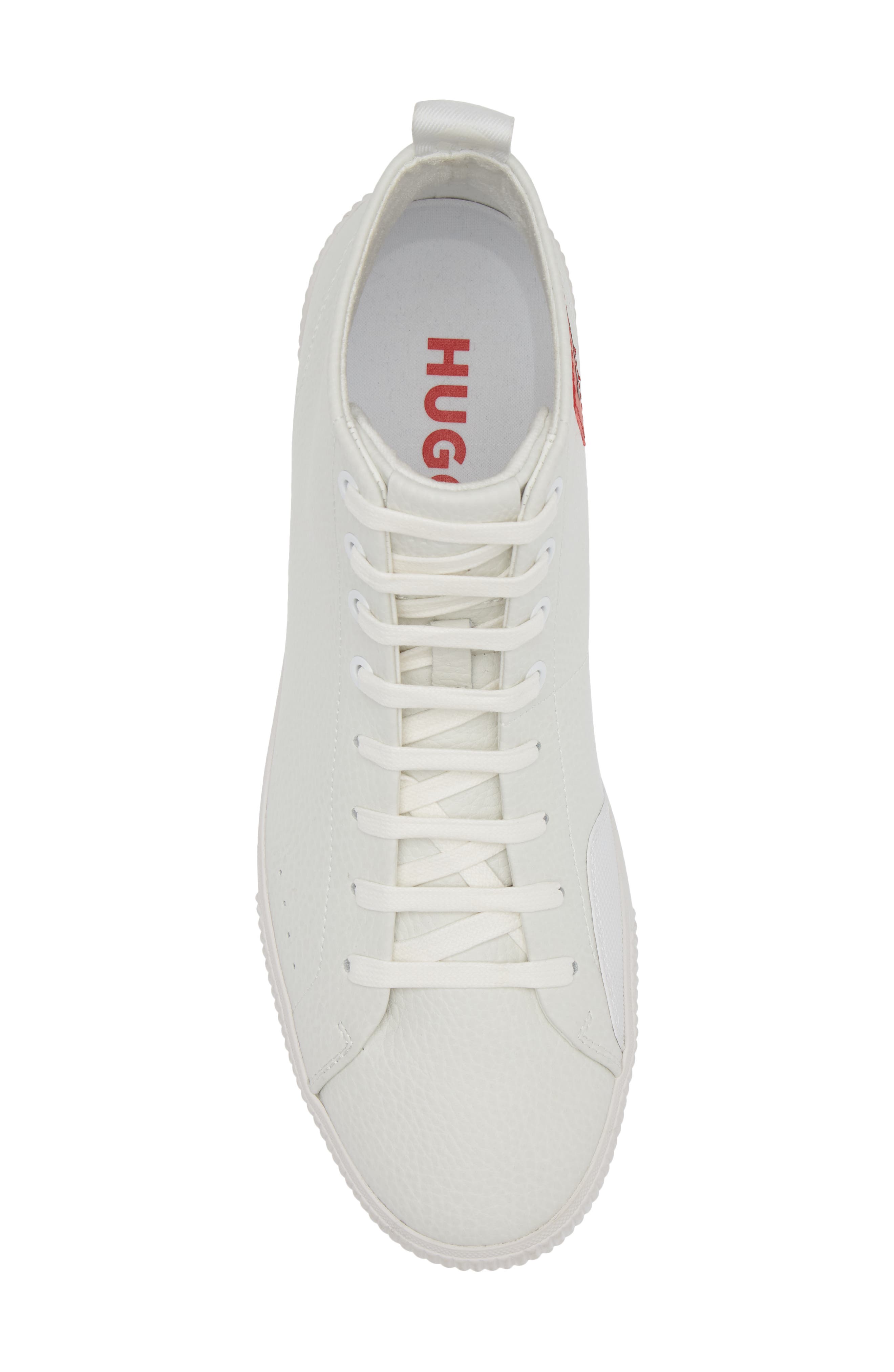 BOSS Zero Hi-Top Leather Sneaker, Alternate, color, Wht