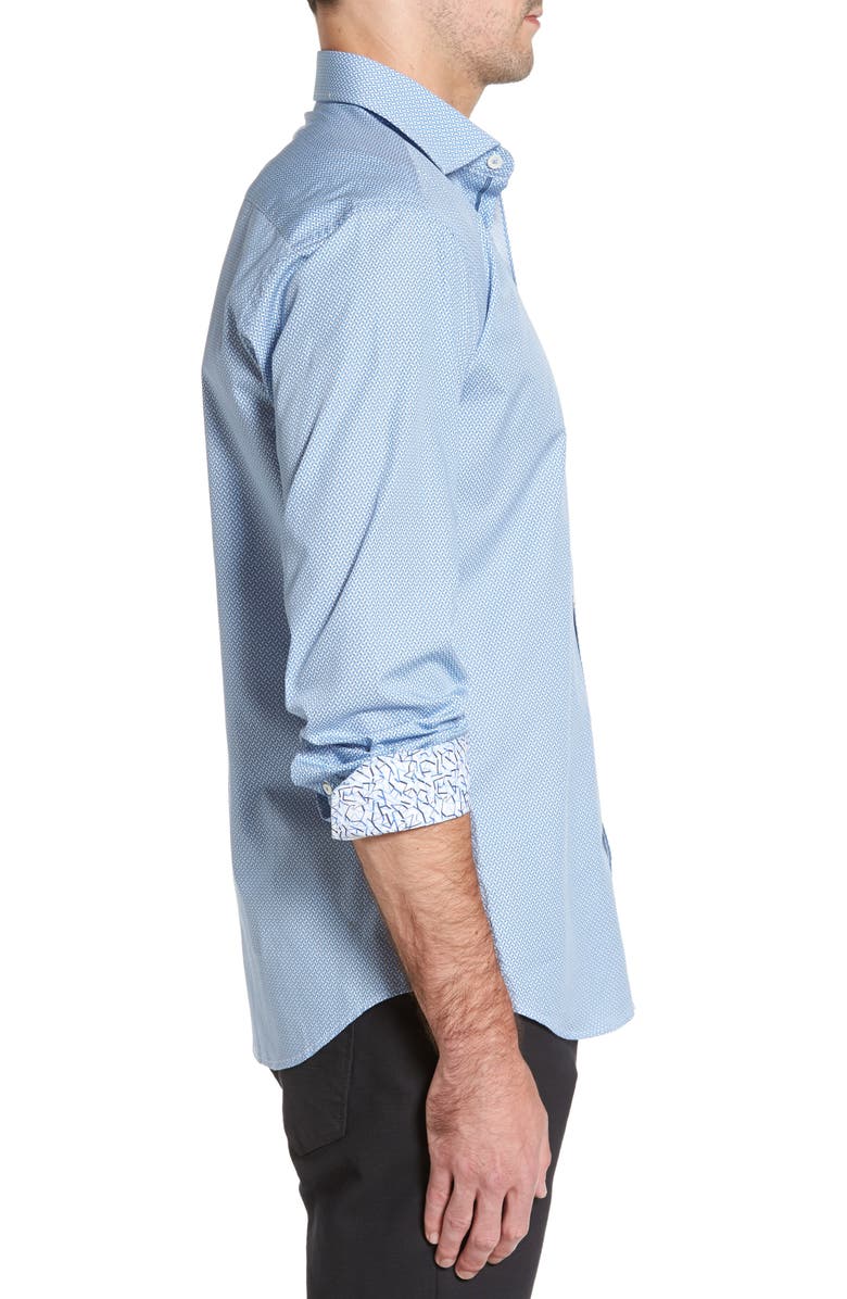 Bugatchi Shaped Fit Print Sport Shirt, Alternate, color,