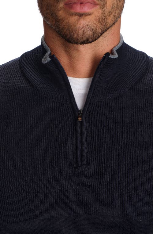 Studio Garnet Los Angeles Quarter Zip Merino Wool Knit Pullover In Blue
