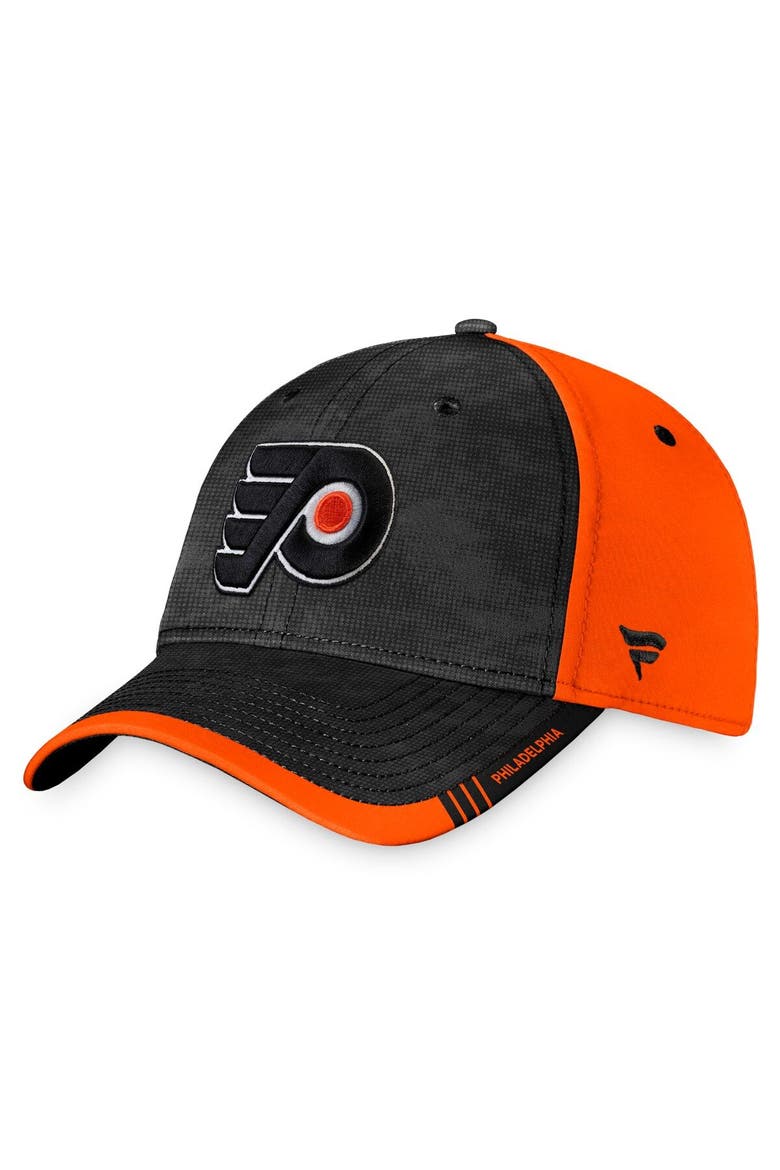 Men's Fanatics Branded Black/Orange Philadelphia Flyers Authentic Pro Rink Camo Flex Hat, Main, color, Black