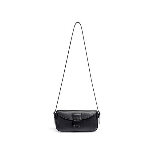 Santoni Black Leather Shoulder Bag In Black