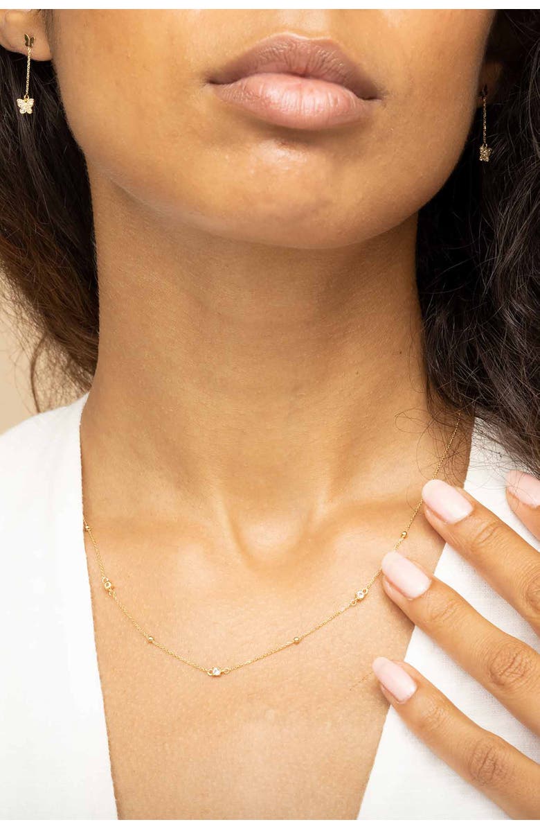 Oradina 14K Yellow Gold Seeing Sparks Station Necklace, Alternate, color, Yellow Gold