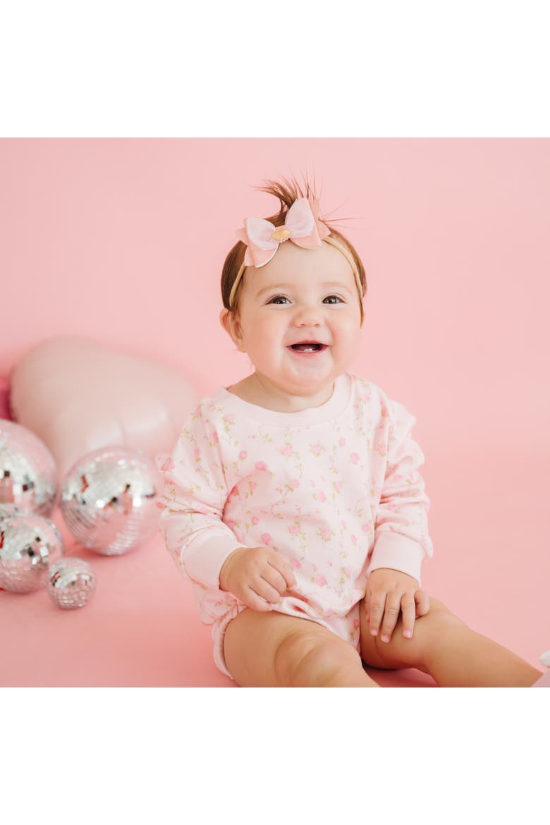 Pink Rose Long Sleeve Romper, Alternate, color, Light Pink