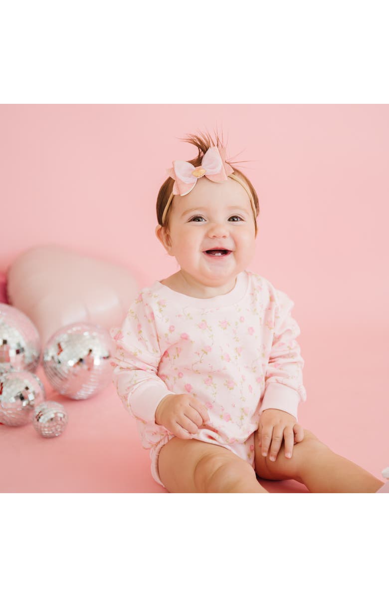 Sweet Wink Pink Rose Long Sleeve Romper, Alternate, color, Light Pink