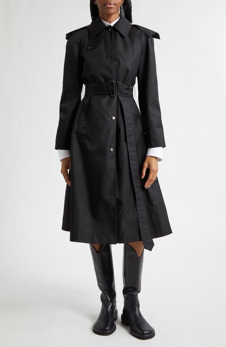 Burberry Tilley Trench Coat with Removable Hood, Main, color, Black
