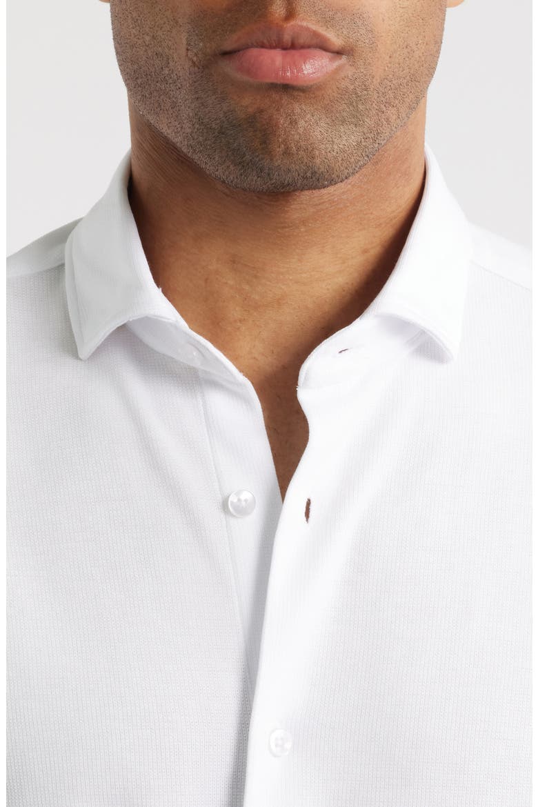 Solid Technical Piqué Knit Short Sleeve Button-Up Shirt, Alternate, color, WHITE