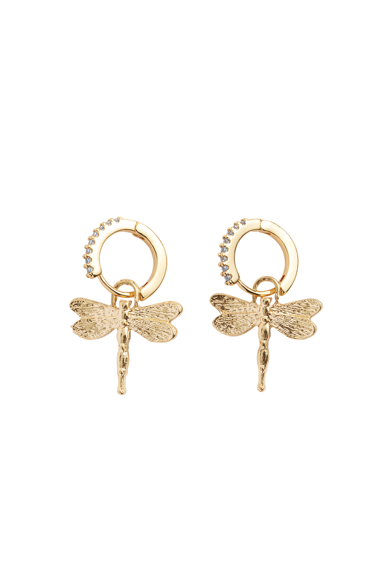 Fable England Dragonfly Crystal Earrings, Alternate, color, Blue & Gold