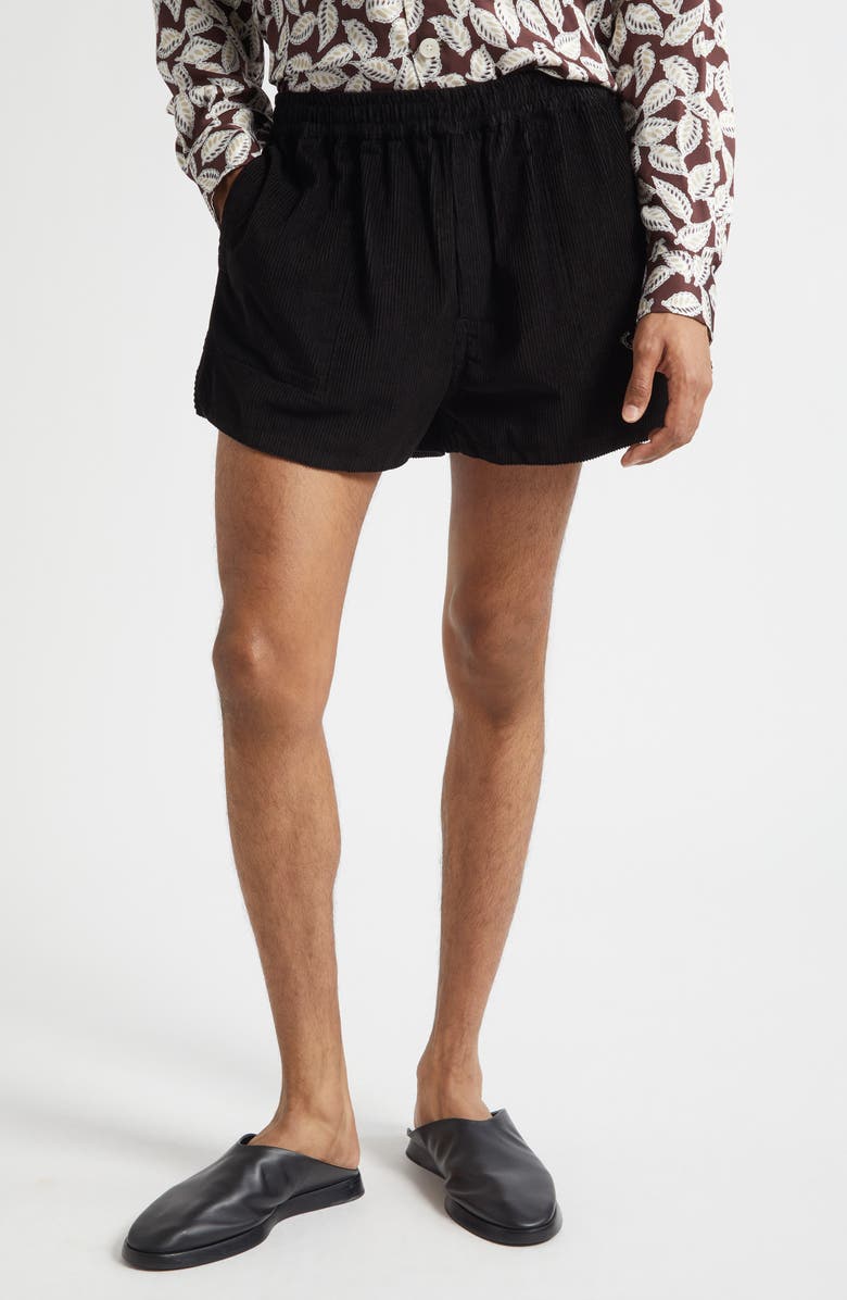 Bode Geneva Cotton Corduroy Shorts, Main, color, Black