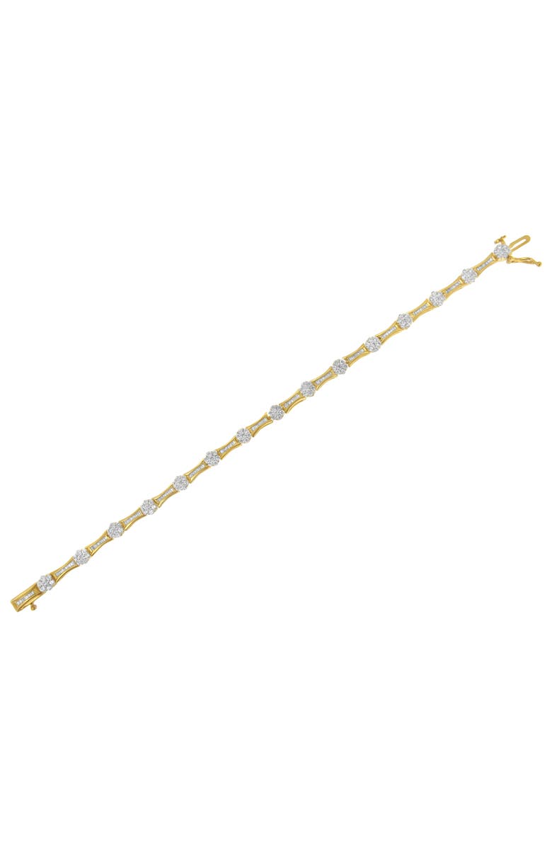 Haus of Brilliance 10K Gold 2.00 cttw Round and Baguette-Cut Diamond Link Bracelet, Alternate, color, Yellow