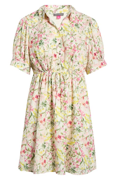 Floral Short Sleeve Shirtdress (Plus)
