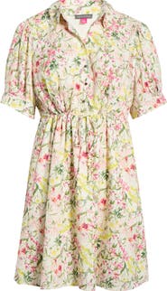 Vince Camuto Floral Short Sleeve Shirtdress