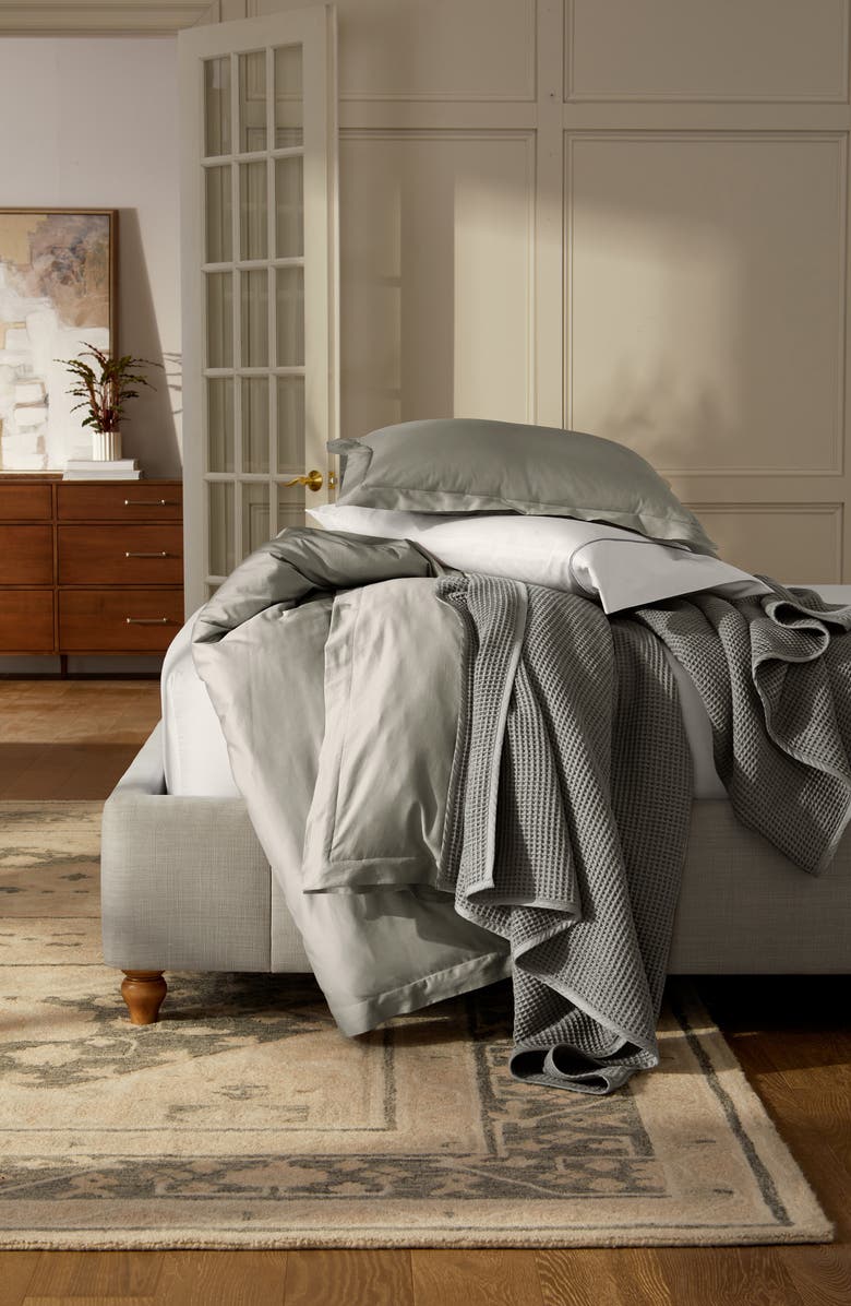 Boll & Branch Signature Hemmed Duvet Set, Alternate, color, Pewter