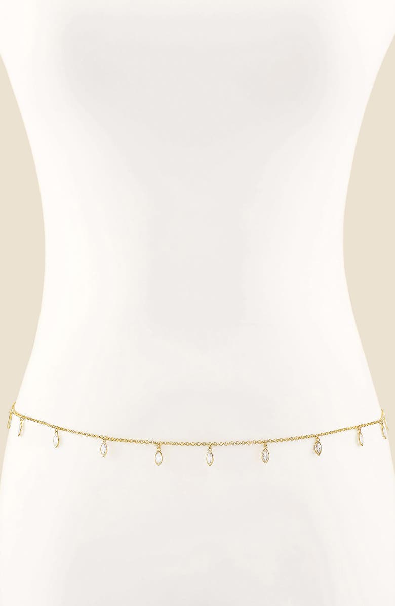 Ettika Crystal Charm Belly Chain, Alternate, color, Gold