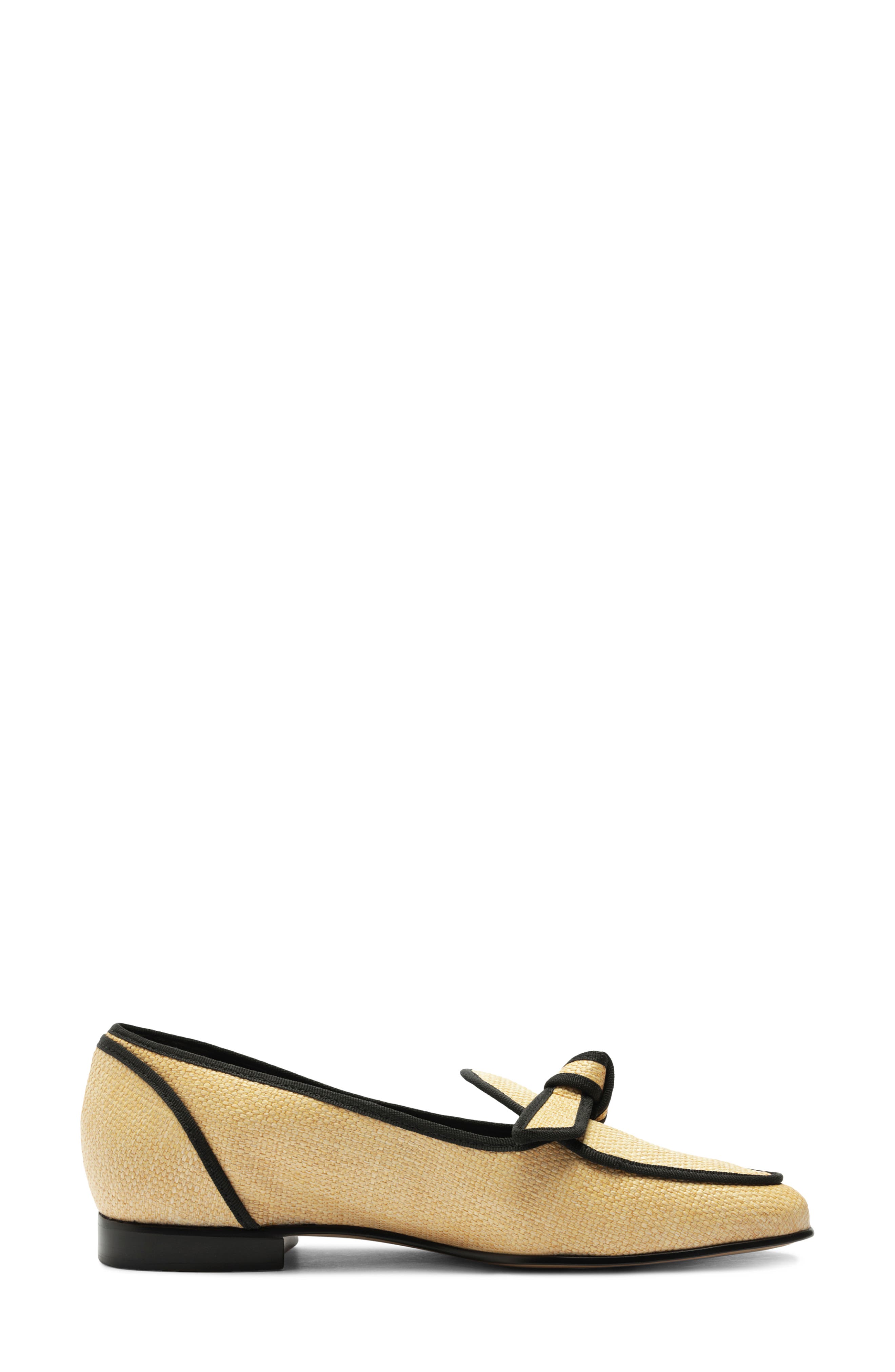 Clarita Bow Grosgrain Raffia Loafer, Alternate, color, NATURAL/ BLACK