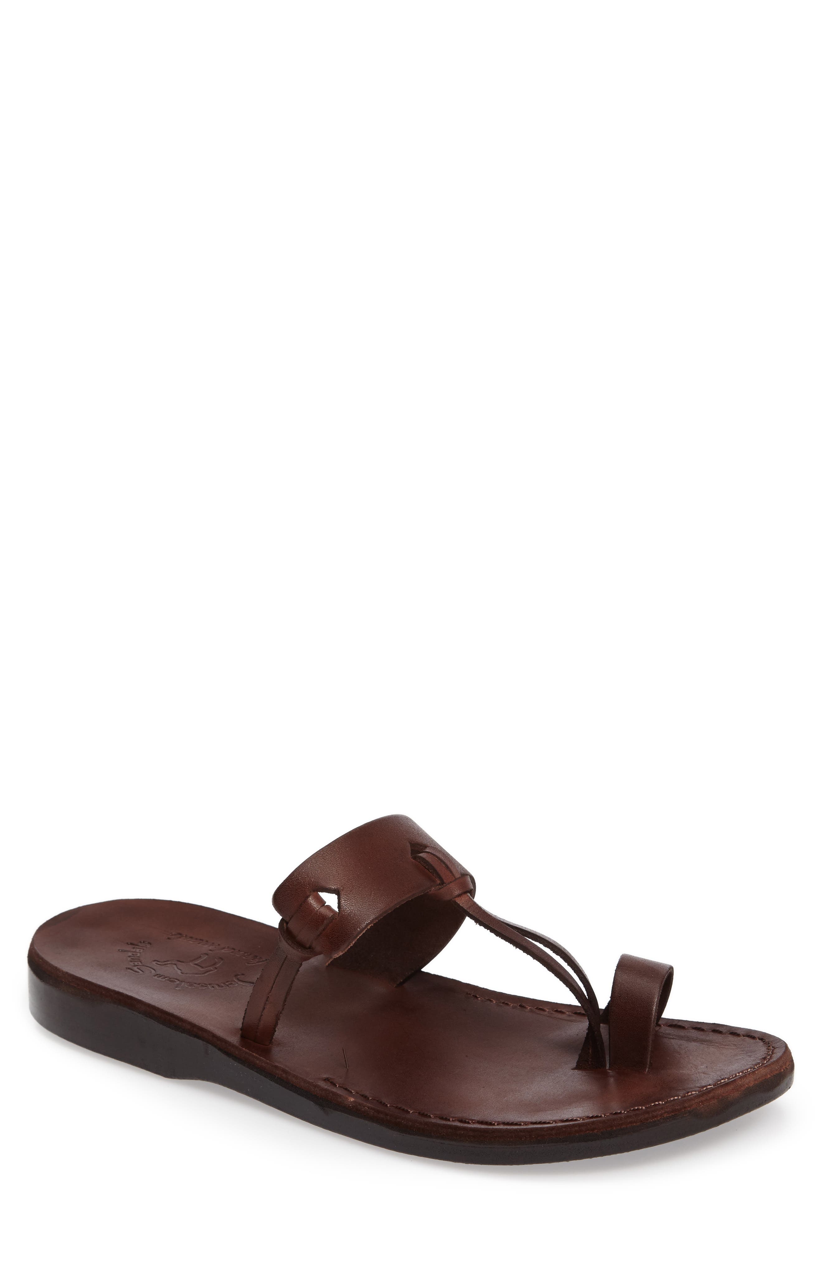 David Toe-Loop Sandal, Main, color, BROWN LEATHER