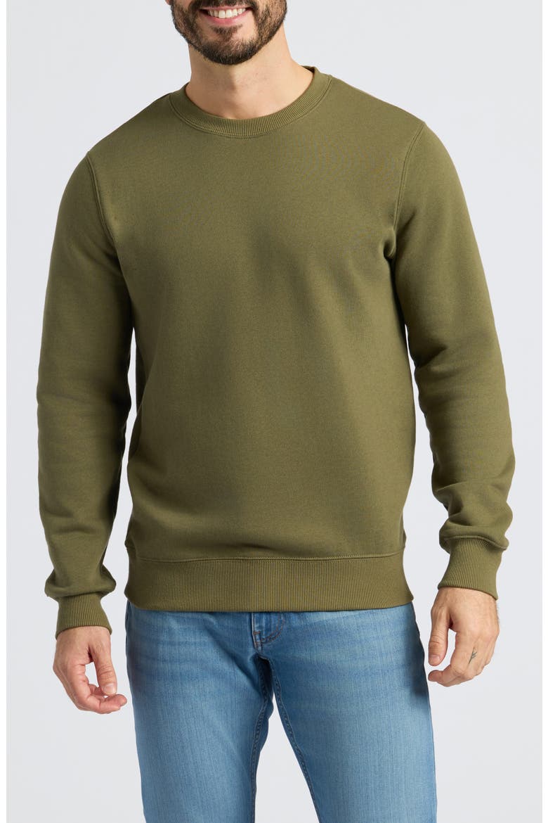 Fleece Crewneck Sweatshirt, Main, color, MILITARY GREEN