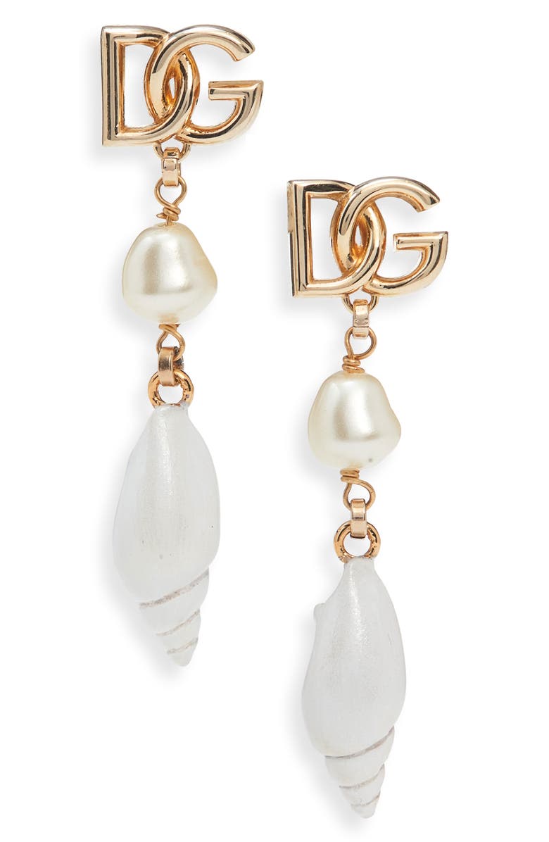 Dolce&Gabbana DG Shell Drop Earrings, Main, color, Zoo00 Oro