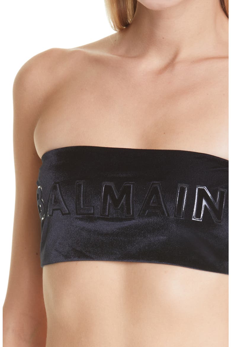 Logo Embossed Two-Piece Swimsuit, Alternate, color, BLACK
