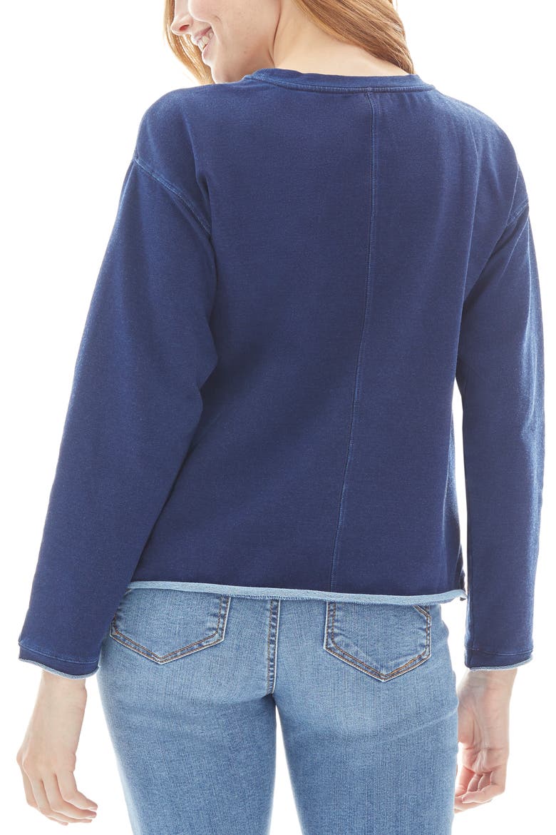 Drop Shoulder Cotton Blend Sweatshirt, Alternate, color, INDIGO RINSE WASH