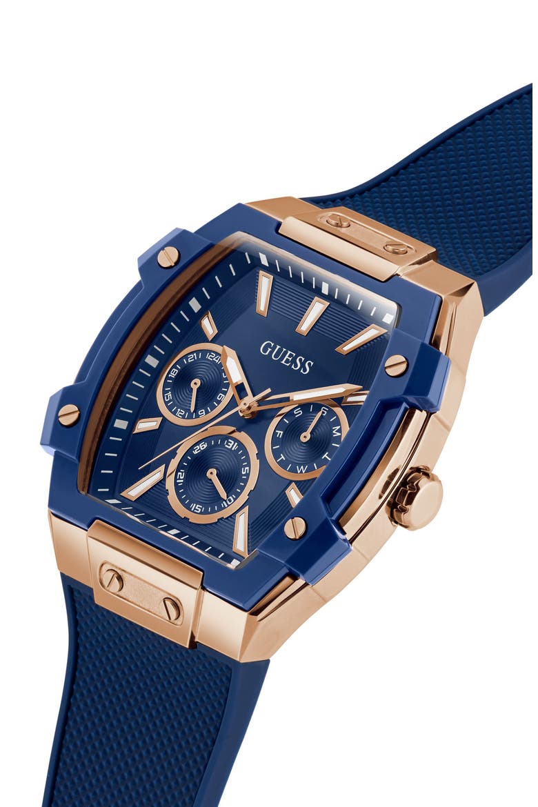 Multifunction Silicone Strap Watch, 44mm x 51mm, Alternate, color, BLUE