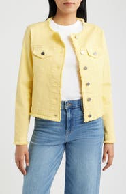 APNY Frayed Collarless Denim Jacket