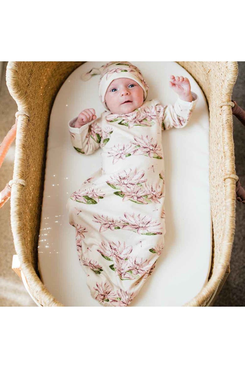 Newborn Gown and Hat Set, Alternate, color, Planets