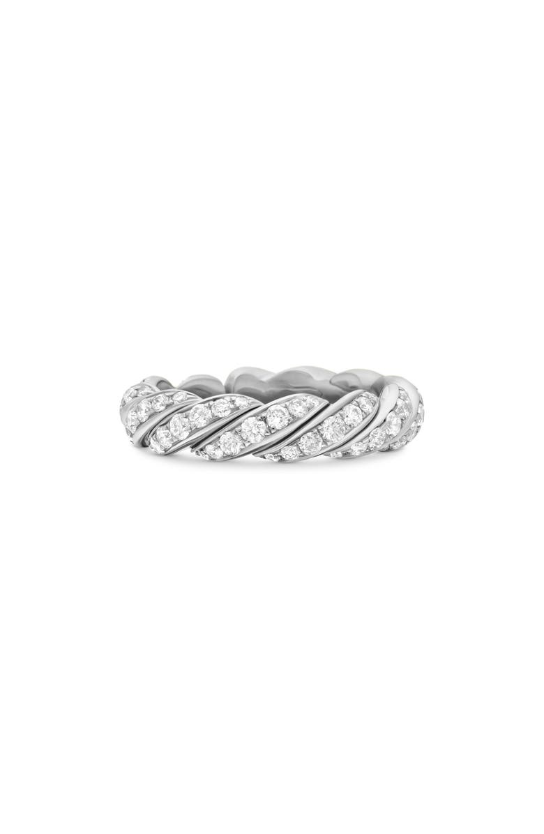 David Yurman Pavé Flex Band Ring with Diamonds and 18K White Gold, Main, color, Silver