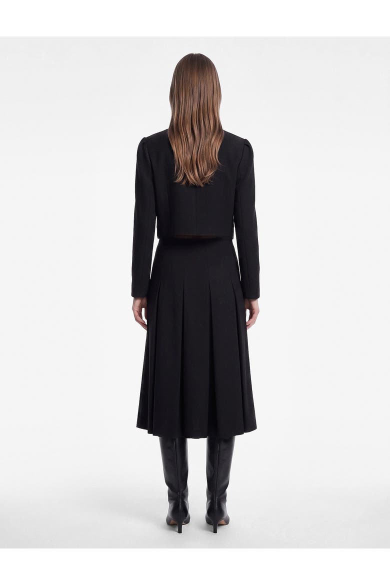 Mandarin Collar Long Sleeve Crop Napoleon Jacket, Alternate, color, BLACK