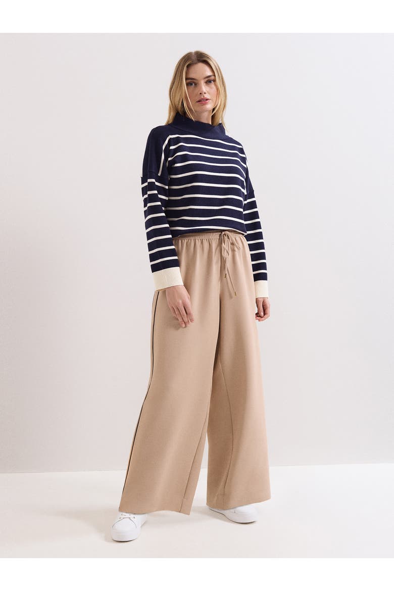 Wide Leg Stripe Detail Skye Trousers, Main, color, Camel