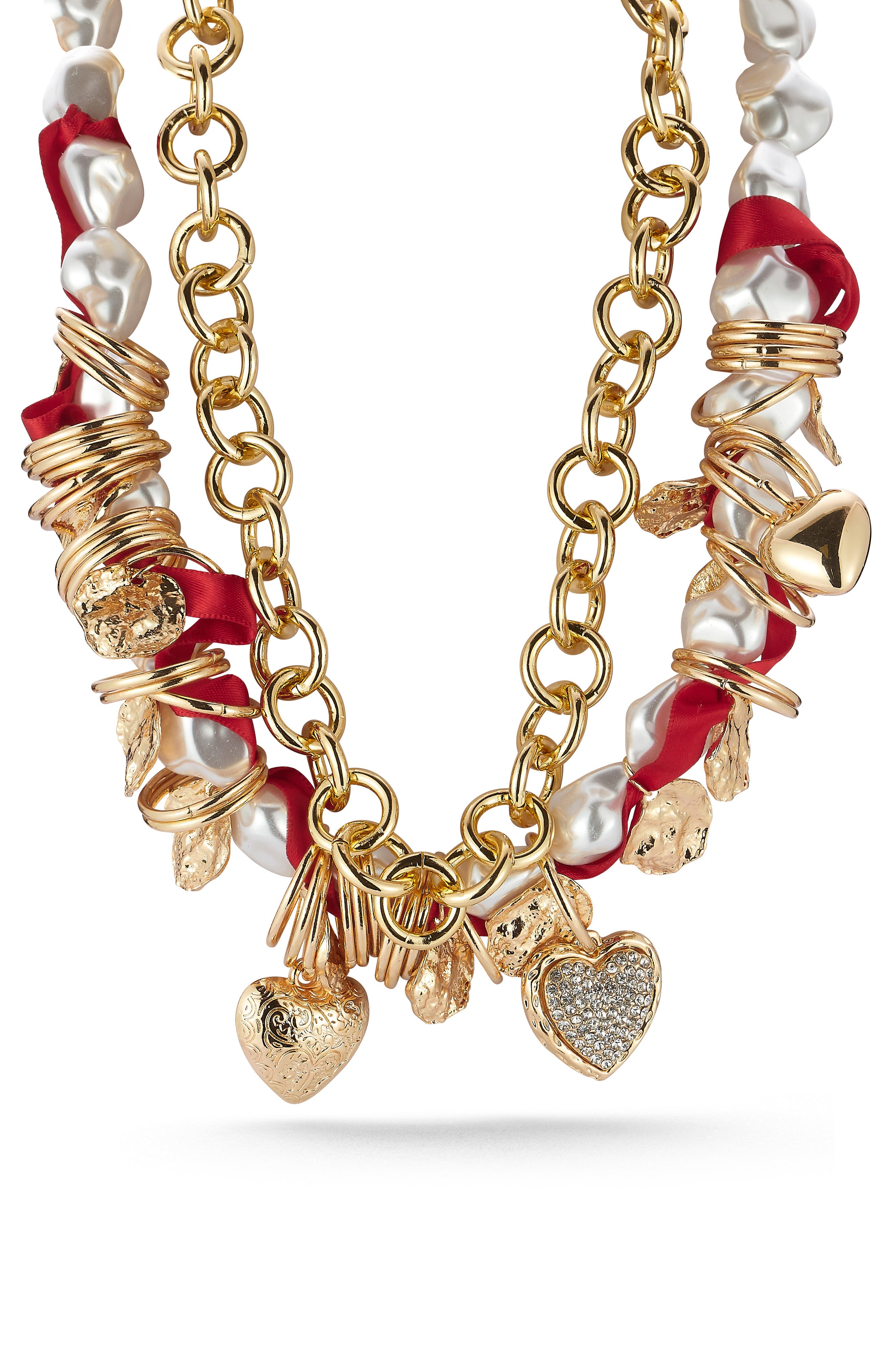 Double Layer Heart Charm Necklace