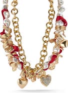 CHLOE AND MADISON Double Layer Heart Charm Necklace