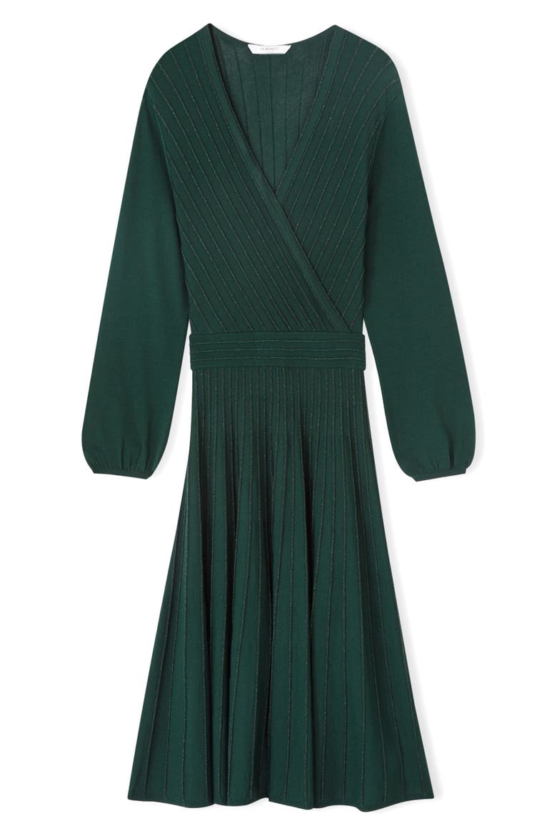Merida Long Sleeve Faux Wrap Dress, Alternate, color, GREEN
