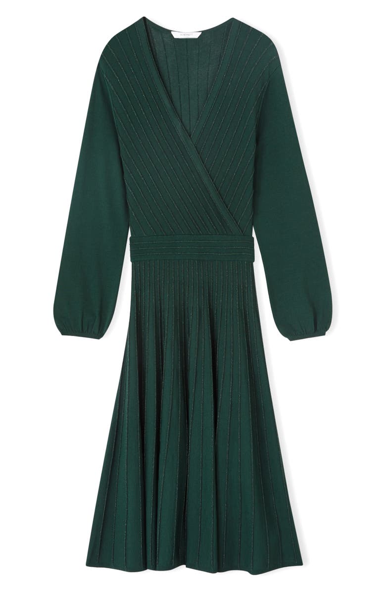 LK Bennett Merida Long Sleeve Faux Wrap Dress, Alternate, color, Green