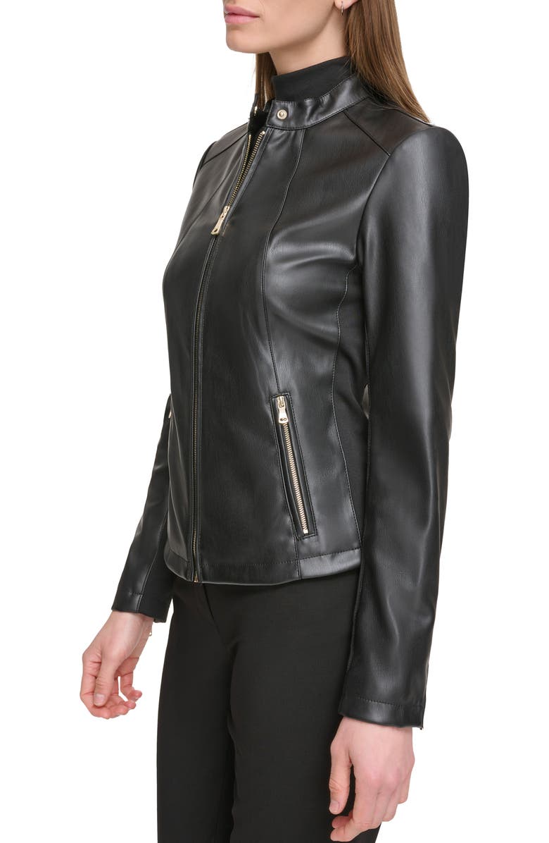 Calvin Klein Faux Leather Moto Jacket, Alternate, color,