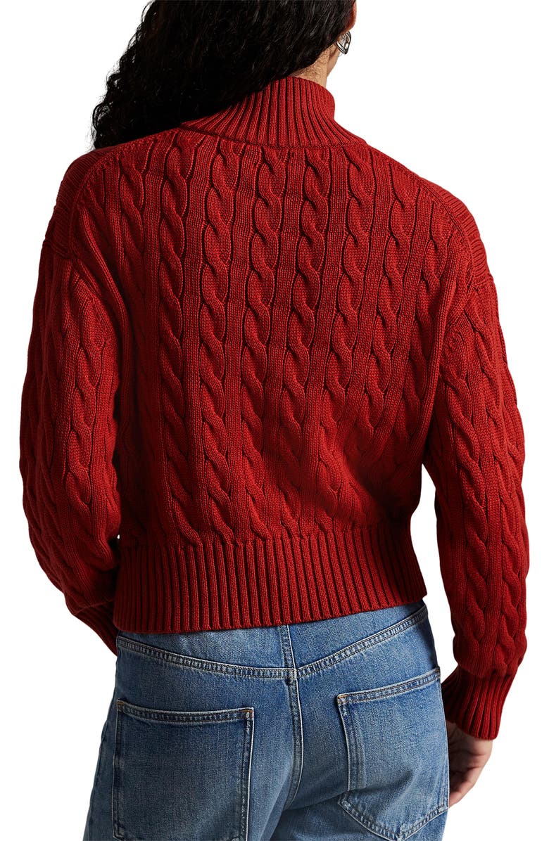 Polo Ralph Lauren Cable Stitch Quarter Zip Sweater, Alternate, color, Brick