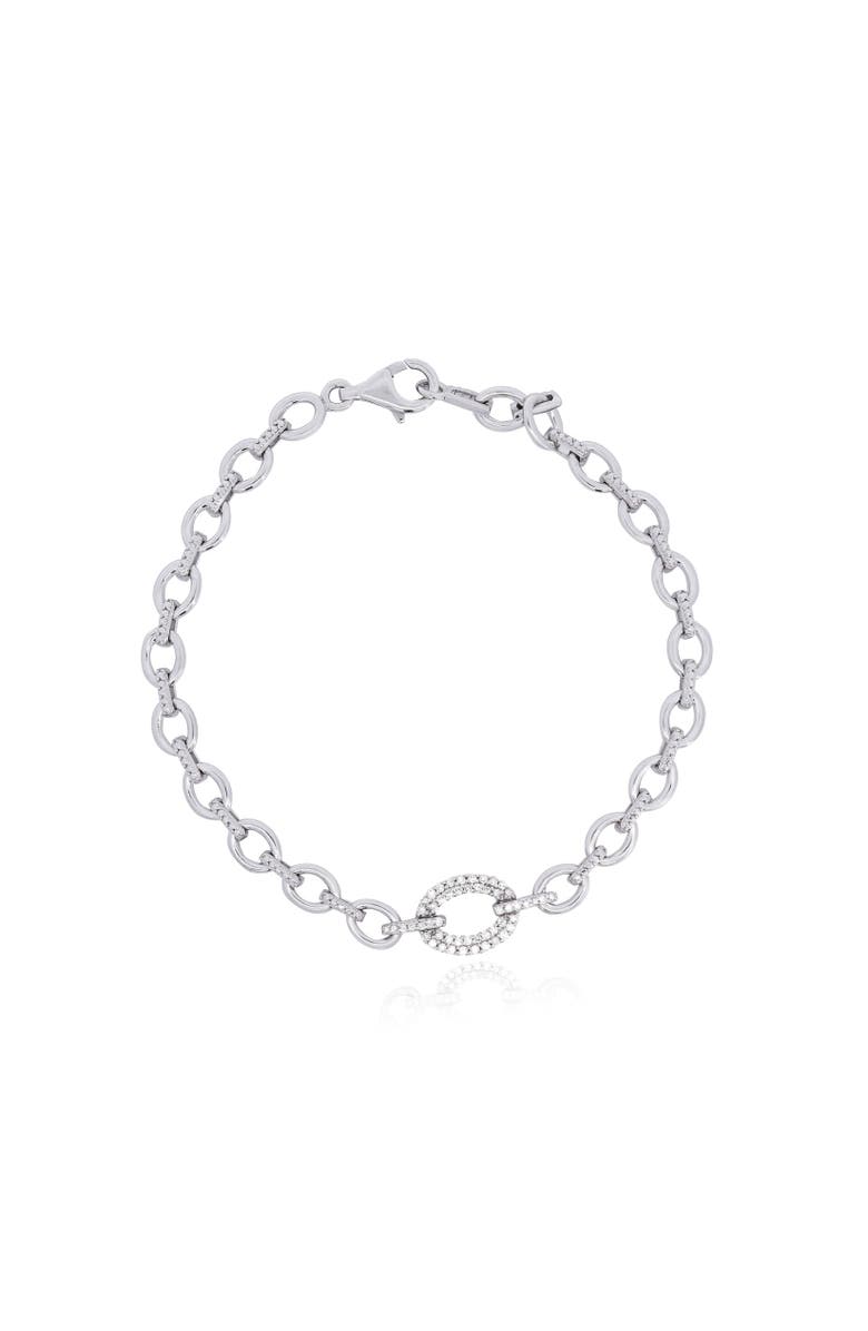 The Lovery Fine Jewelry Diamond Round Link Bracelet, Main, color, Sterling Silver