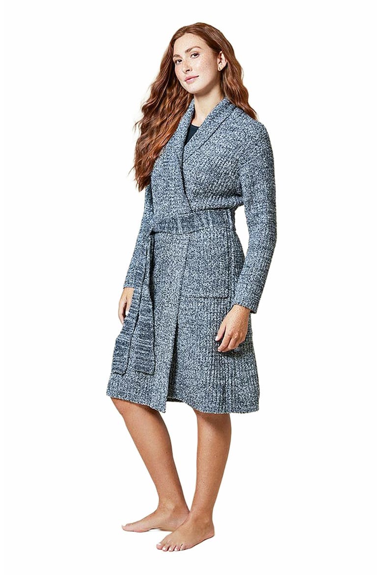 Heather Marshmallow Wrap Robe, Alternate, color, Heather Black