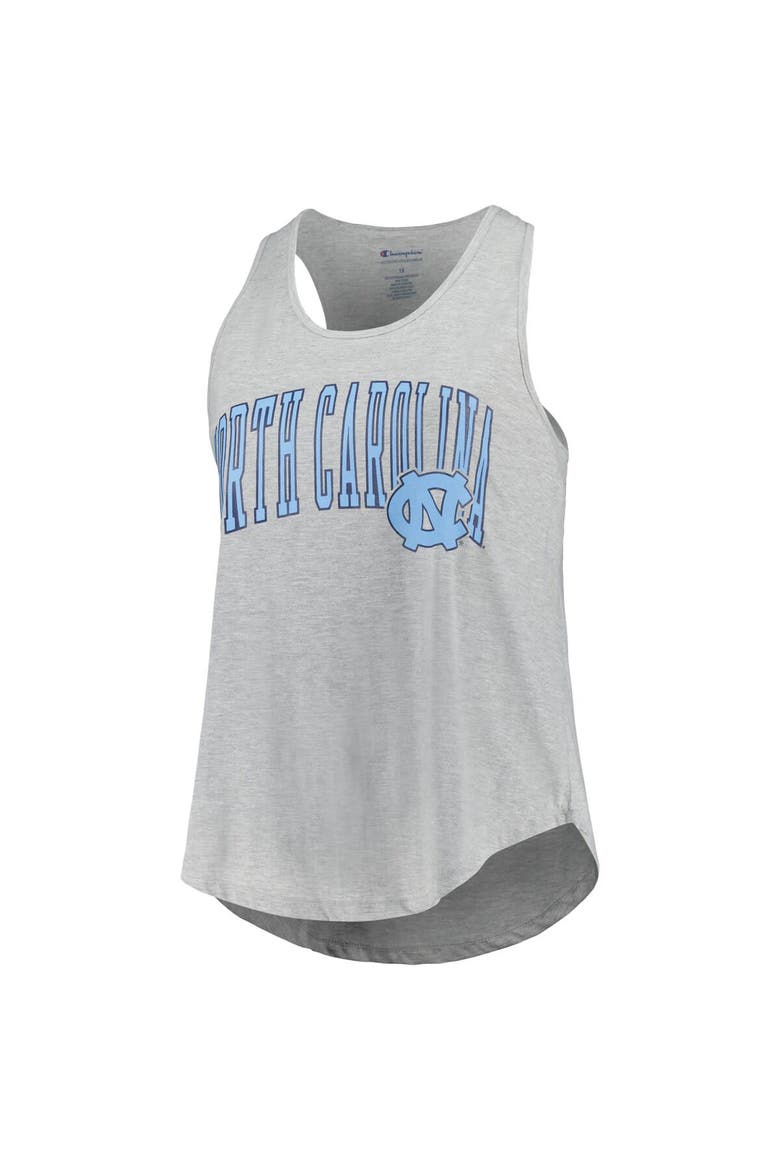 Women's Profile Heather Gray North Carolina Tar Heels Arch Logo Racerback Scoop Neck Tank Top, Alternate, color, Heather Gray