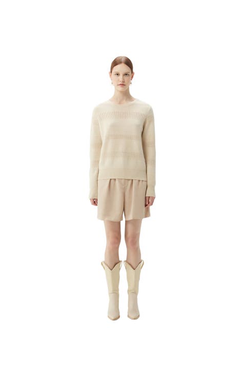 Mixed Pattern Cashmere Crewneck Sweater