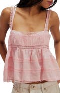 Free People Darling Dreams Lace Trim Babydoll Camisole