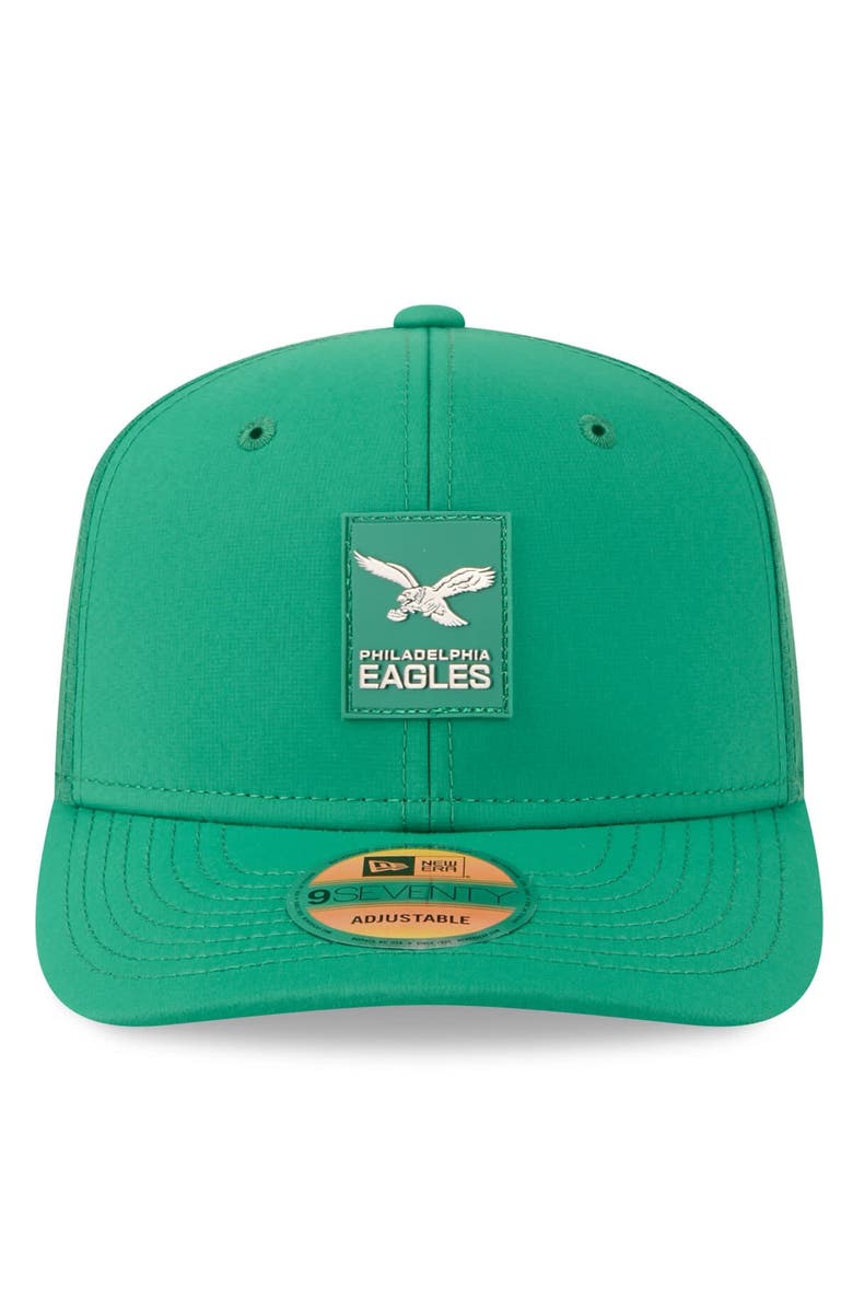 New Era Men's New Era Kelly Green Philadelphia Eagles 2025 Sideline Throwback 9SEVENTY Trucker Adjustable Hat, Alternate, color, Kelly Green