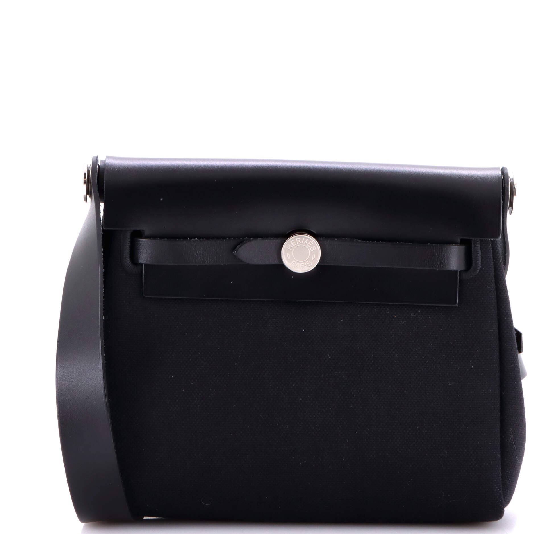 Pre-Owned Hermes Herbag Zip Toile and Leather 20, Main, color, Noir