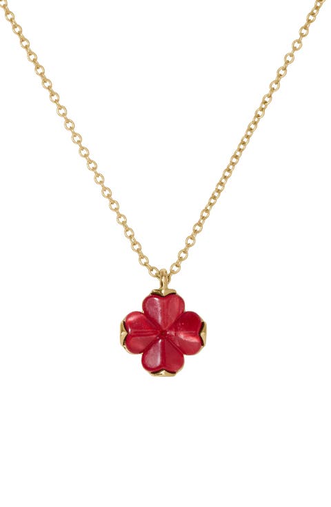 spade mother-of-pearl flower mini pendant necklace