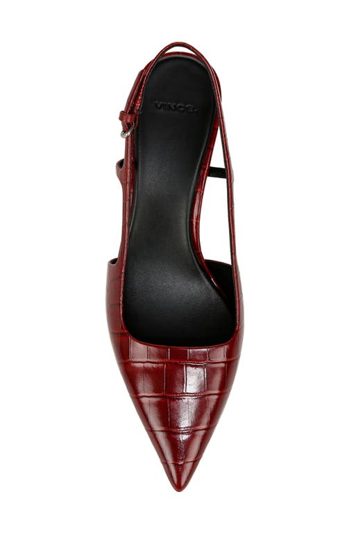 Vince Bianca Croco Kitten Slingback Pumps In Red Currant